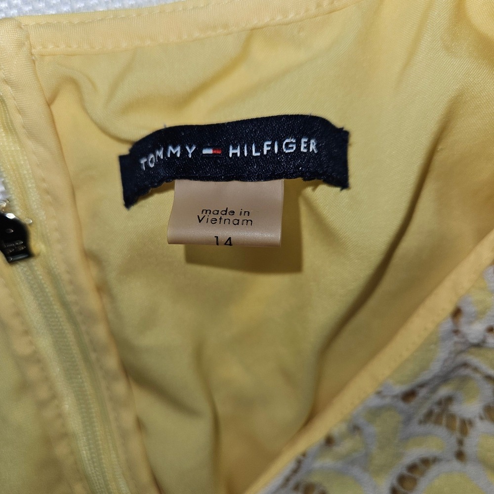 Tommy Hilfiger Yellow White Floral Lace Shift Dress Size 14 - Picture 4 of 6